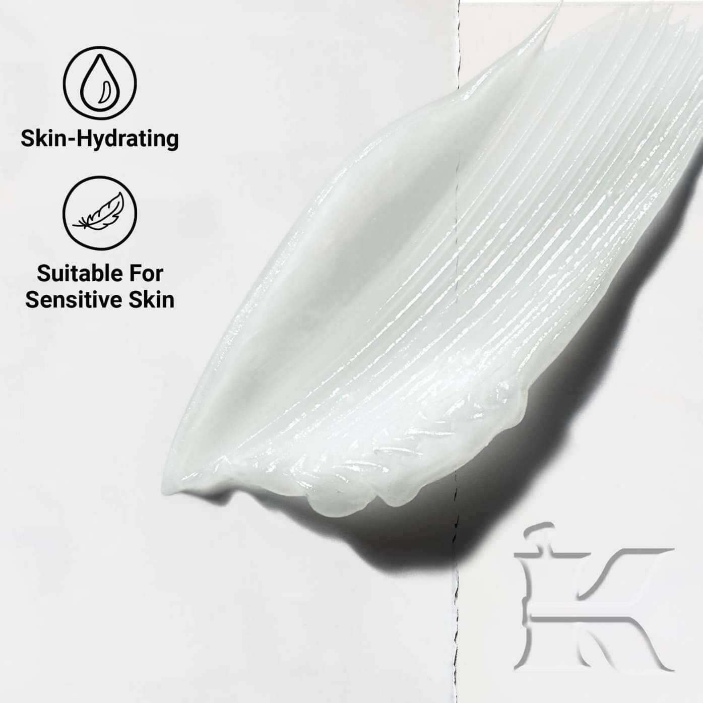 A close-up of Lip Balm #1 texture swipe showing a creamy, hydrating formula designed to moisturize lips.