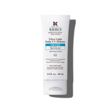 A 30ml tube of Kiehl's Ultra Light Daily UV Defense Aqua Gel against a white background.