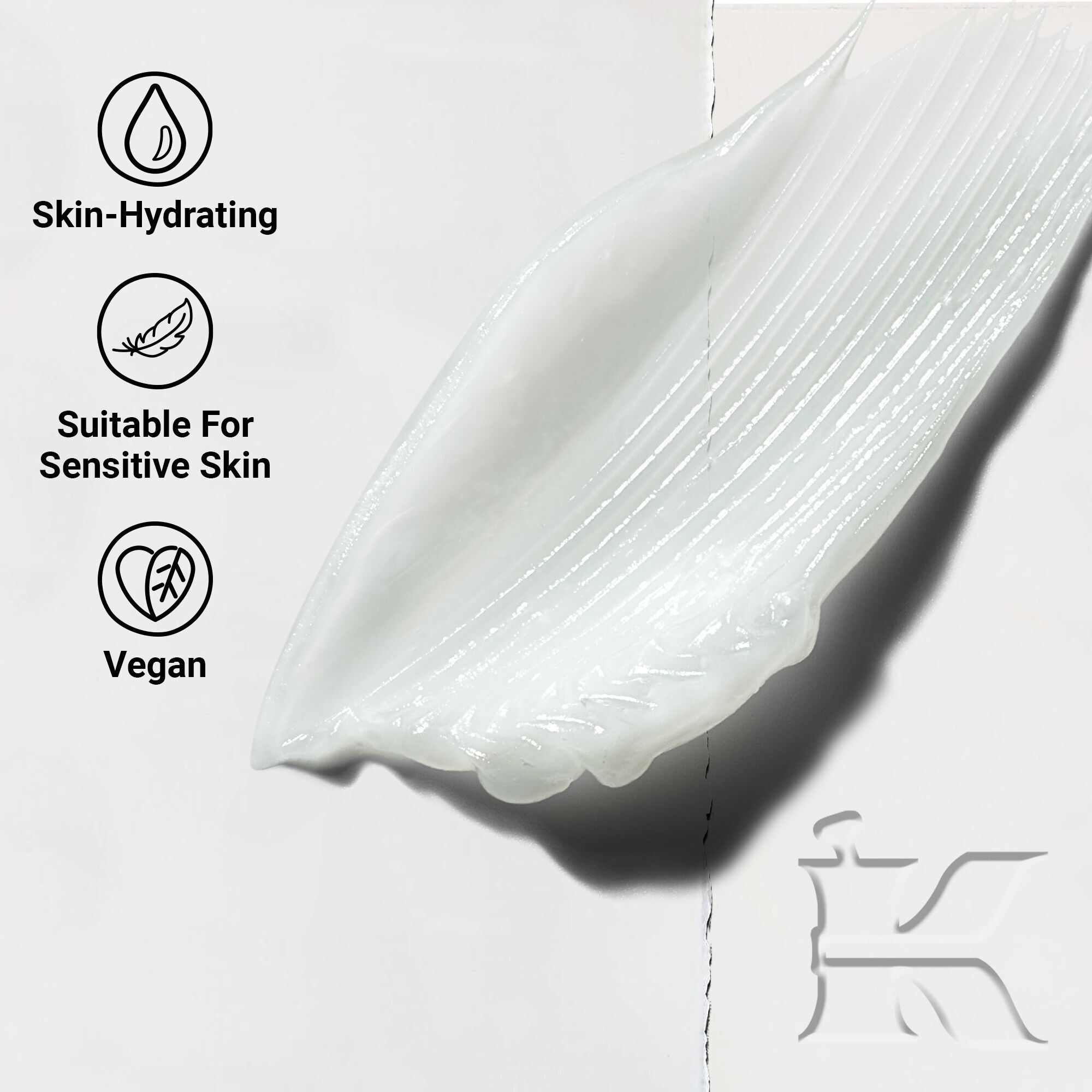 A close-up of Lip Balm #1 texture swipe showing a creamy, hydrating formula designed to moisturize lips.