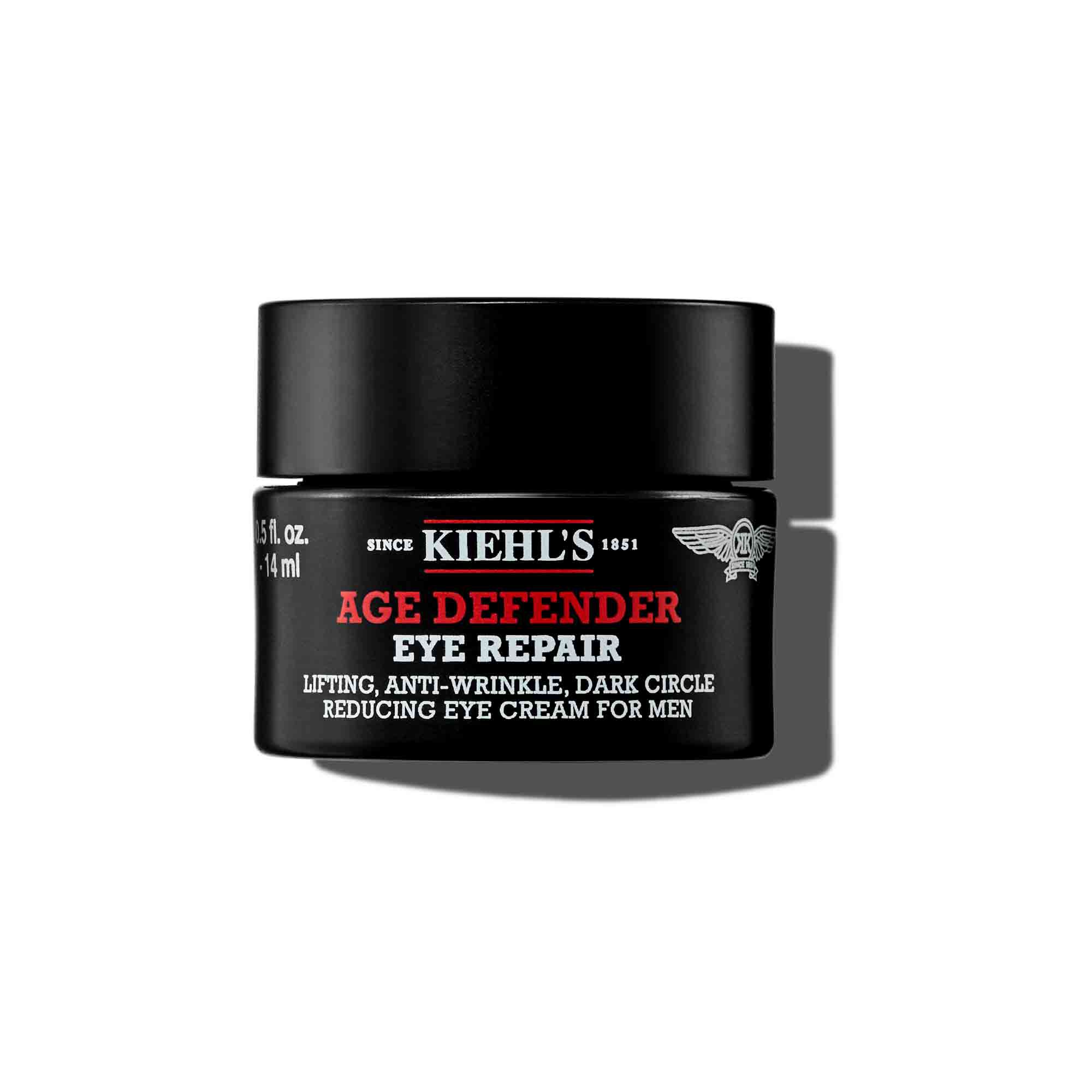 A 14ml jar of Kiehl's Age Defender Eye Repair against a white background.