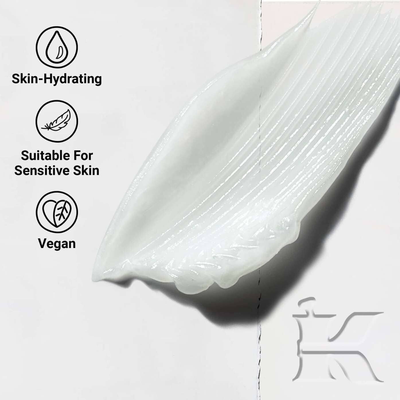 A close-up of Lip Balm #1 texture swipe showing a creamy, hydrating formula designed to moisturize lips.