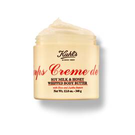 Open jar of Kiehl's Creme de Corps Soy Milk & Honey Whipped Butter Body Butter