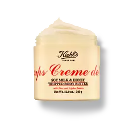 Open jar of Kiehl's Creme de Corps Soy Milk & Honey Whipped Butter Body Butter