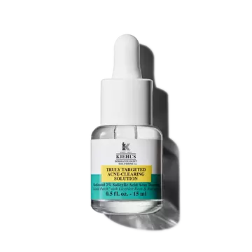 A 15ml bottle of Kiehl's Truly-Targeted Blemish-Clearing Solution against a white background.