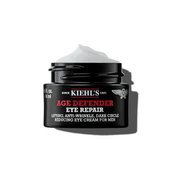 A 14ml jar of Kiehl's Age Defender Eye Repair with whipped texture against a white background.