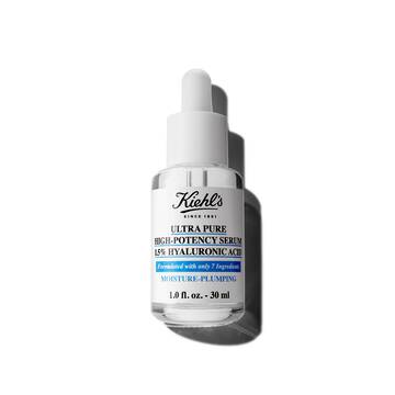 A 30ml bottle of Kiehl's Ultra Pure 1.5% Hyaluronic Acid Serum against a white background.