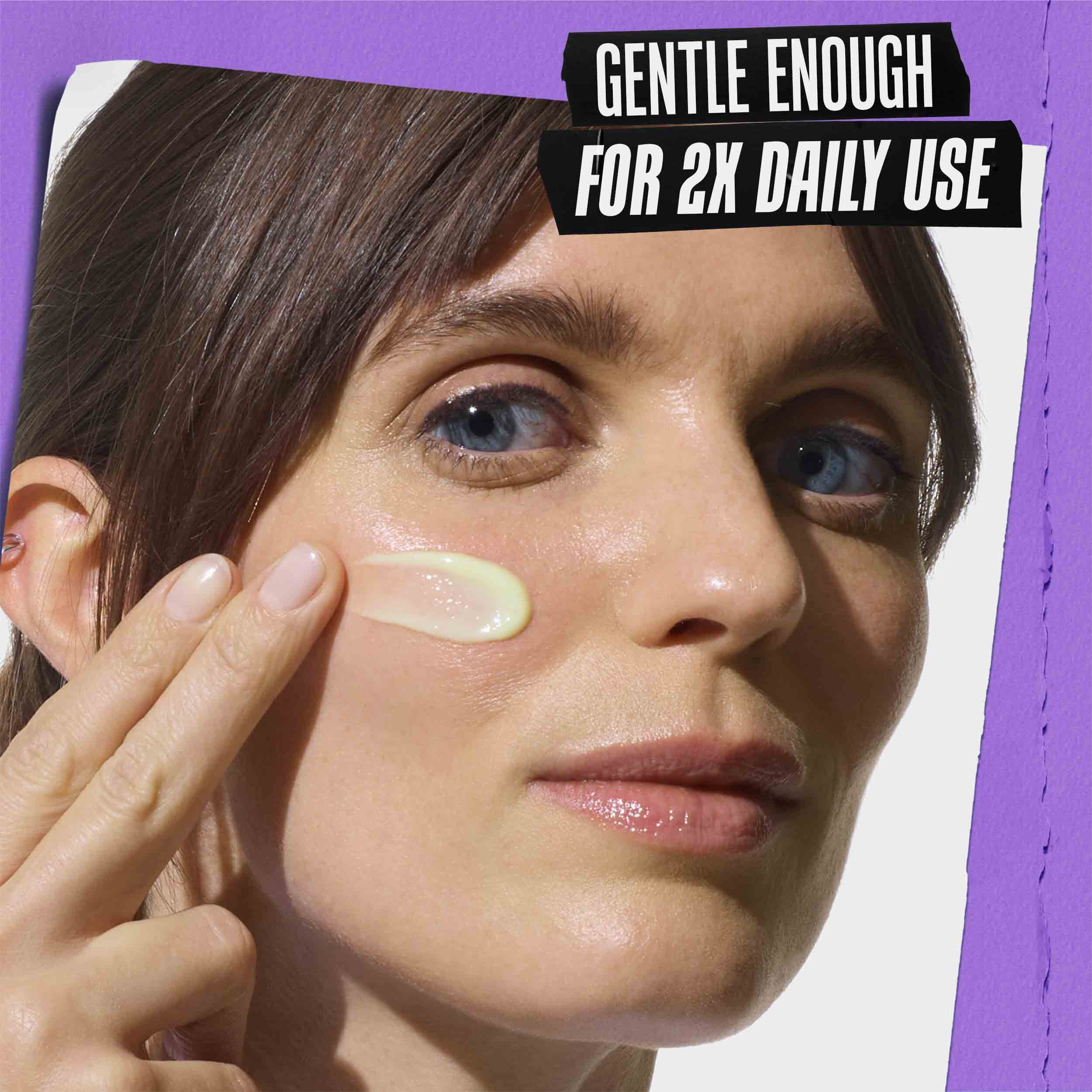 Model with a sample of Kiehl's Retinol Skin Renewing Daily Microdose on their face