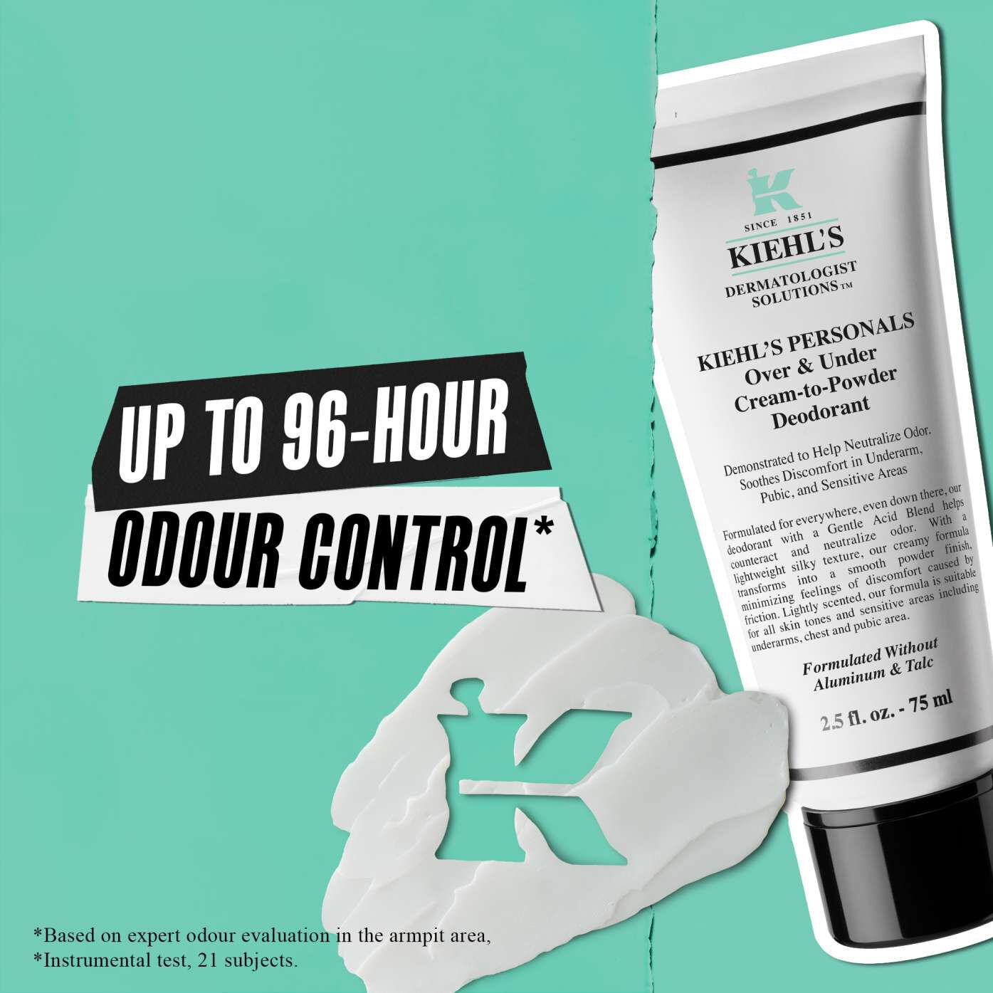 Over & Under Cream-To-Powder Deodorant tube – 96-Hour Odor Control