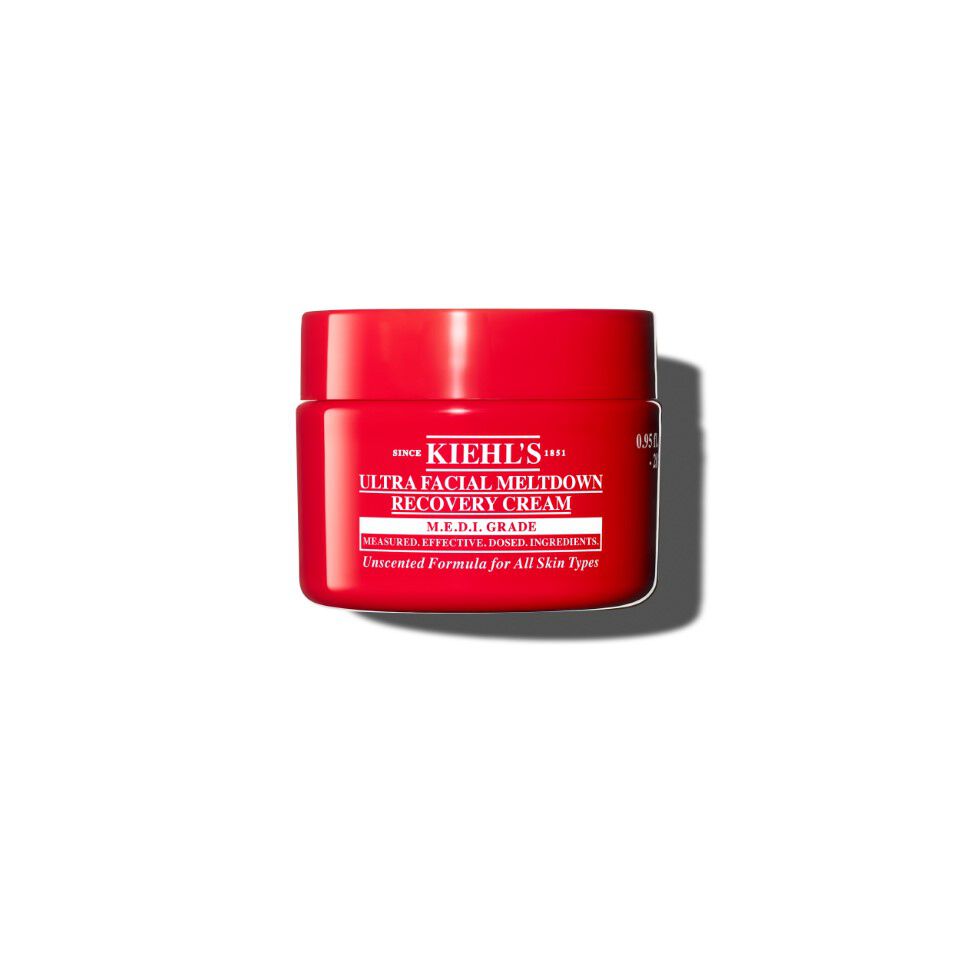 Red jar of Kiehl’s Ultra Facial Meltdown Recovery Cream