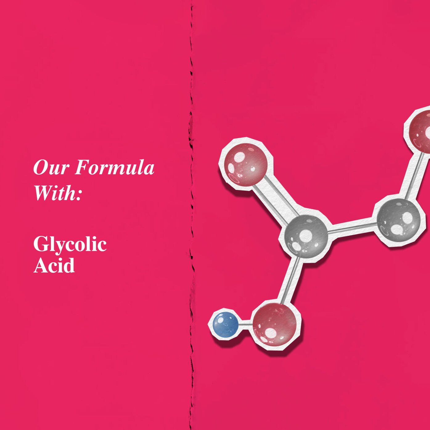 Key ingredients graphic highlighting Glycolic Acid.