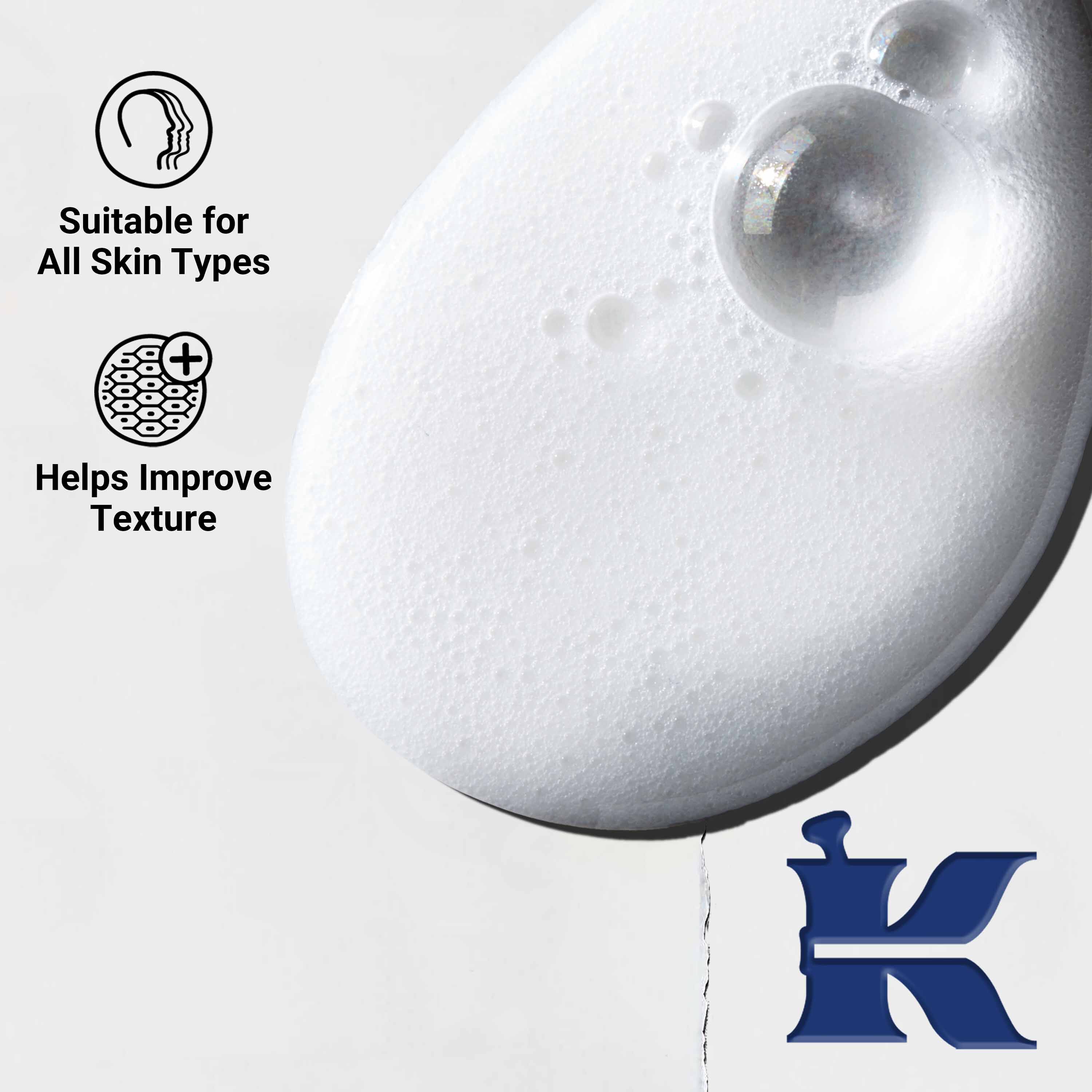 Close-up of Body Fuel All-In-One Energizing Wash texture showing a creamy, moisturizing formula for skin, hair, and scalp.