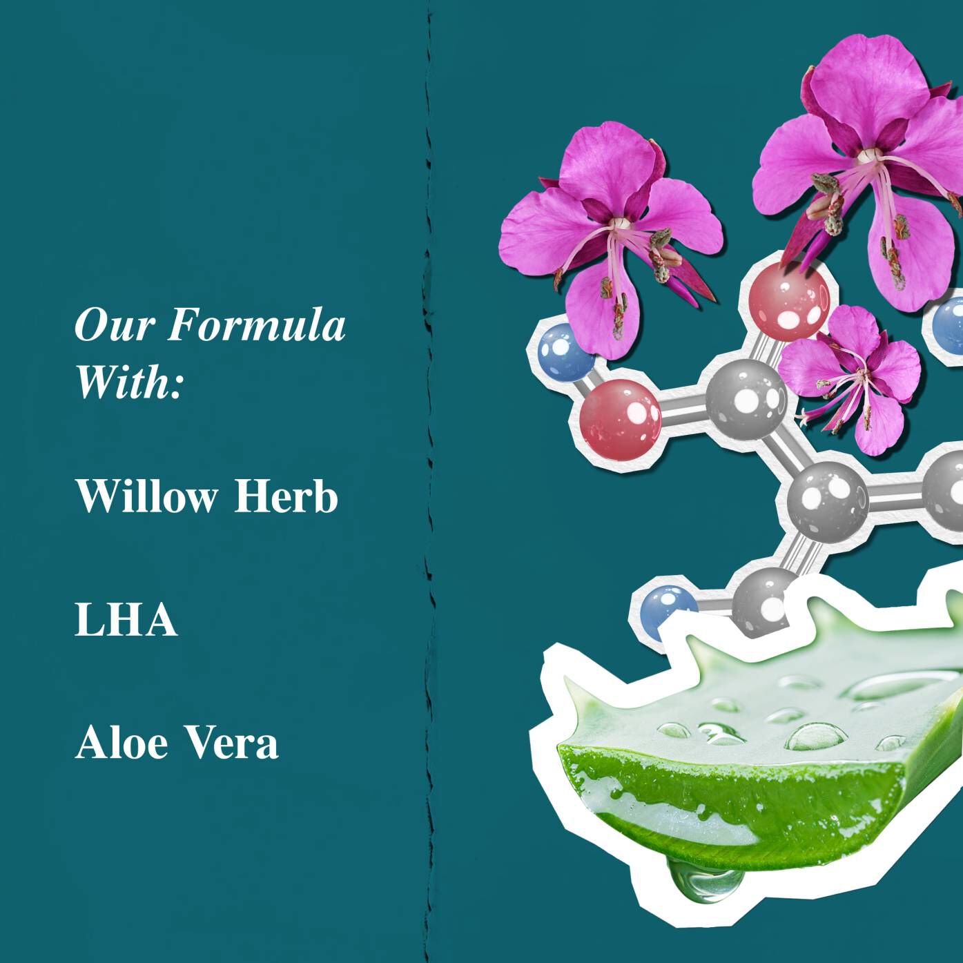 Ingredients graphic for Close Shavers Squadron Smooth Glider Precision Shave Lotion, highlighting Willow Herb and Aloe Vera.