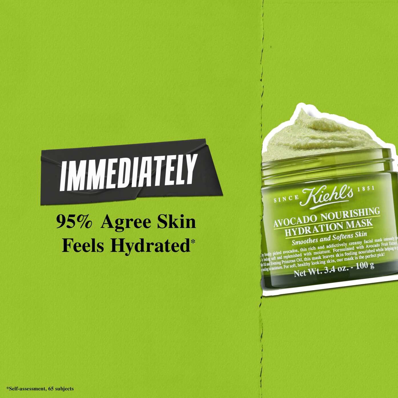 29% better skin hydration in just 15 minutes with Kiehl's Avocado Nourishing Hydration Mask