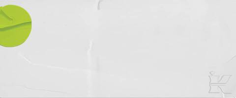 A minimalist image featuring a green circular shape on a light gray background, with subtle texture and a stylized letter "K" in the bottom right corner.