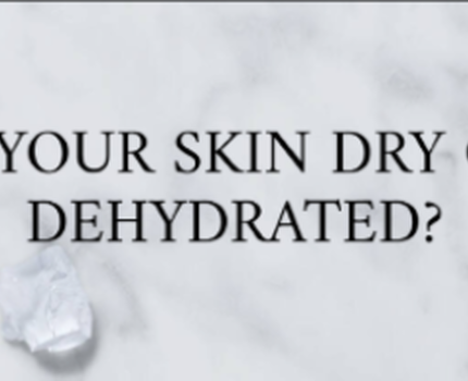 Three skincare products are displayed on a textured white background, featuring labels for "Cortello Sensitive Clean-Cream," "Cannabis Sativa Seed Oil Herbal Cleanser," and "Skin Rescuer." Surrounding them are various natural ingredients like avocado, nuts, and flowers, with the phrase "DRY AND DEHYDRATED SKIN"