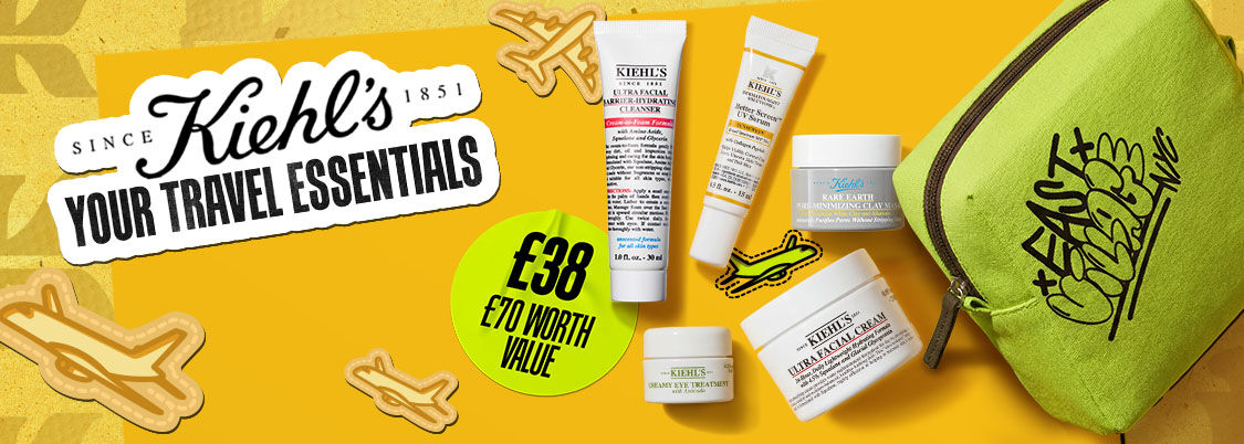 PACK LIGHT, GLOW ON THE GO with the Summer Travel Essentials Kit, exclusively at kiehls.co.uk