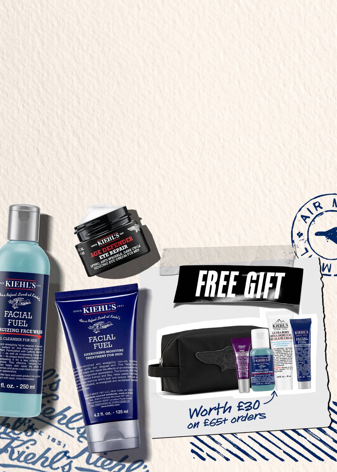 Kiehl's promotional banner with free father's day gift and gift sets