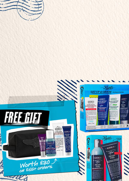 Kiehl's promotional banner with free father's day gift and gift sets