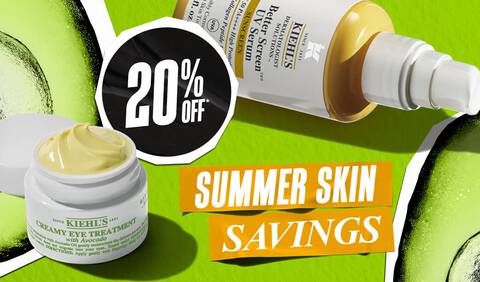 Kiehl's discover 20% off almost everything promotional banner